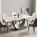 Marbella Sintered Stone Dining Table | 71" White Gloss Rectangular With Straight Edge
