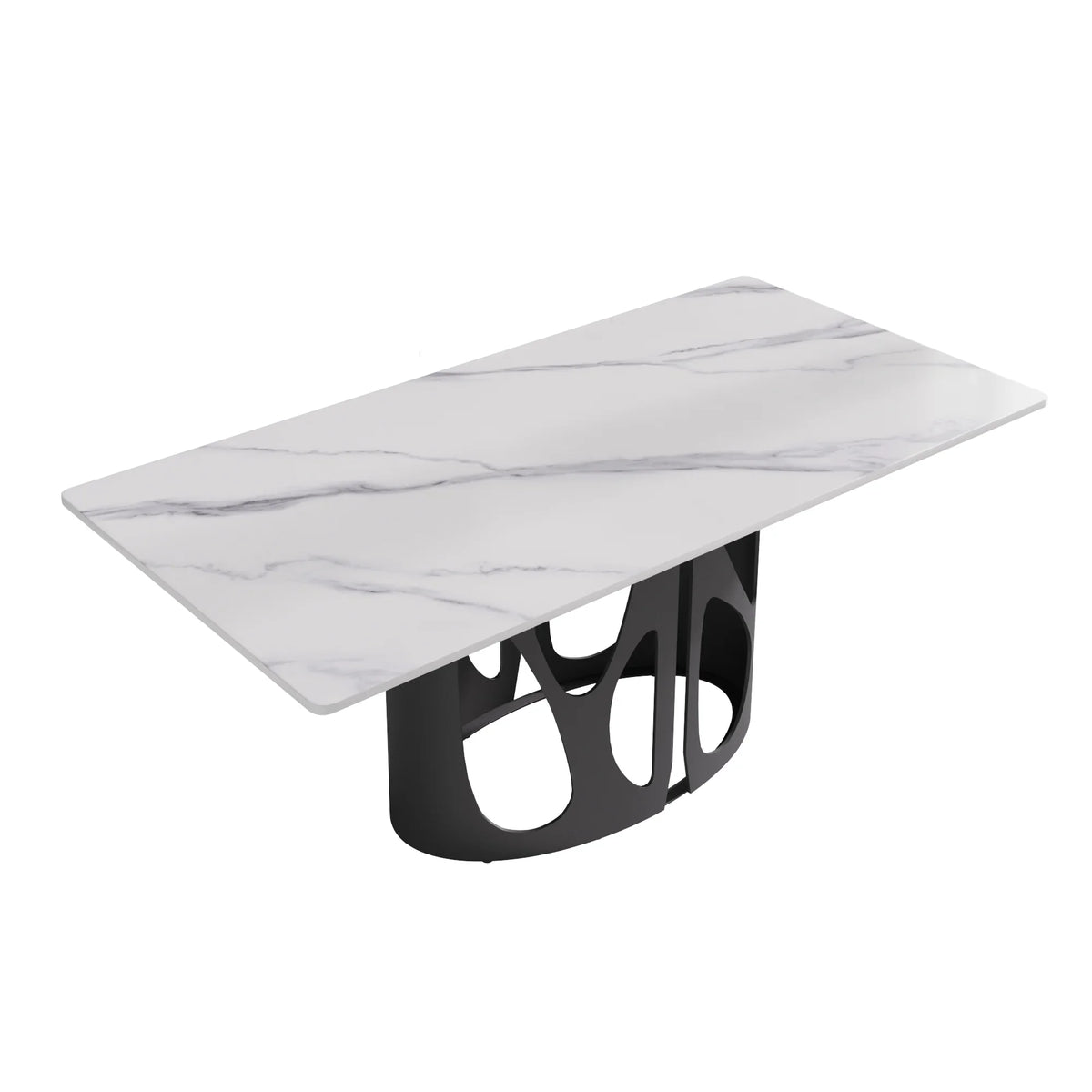 Marbella Sintered Stone Dining Table | 71" White Gloss Rectangular With Straight Edge