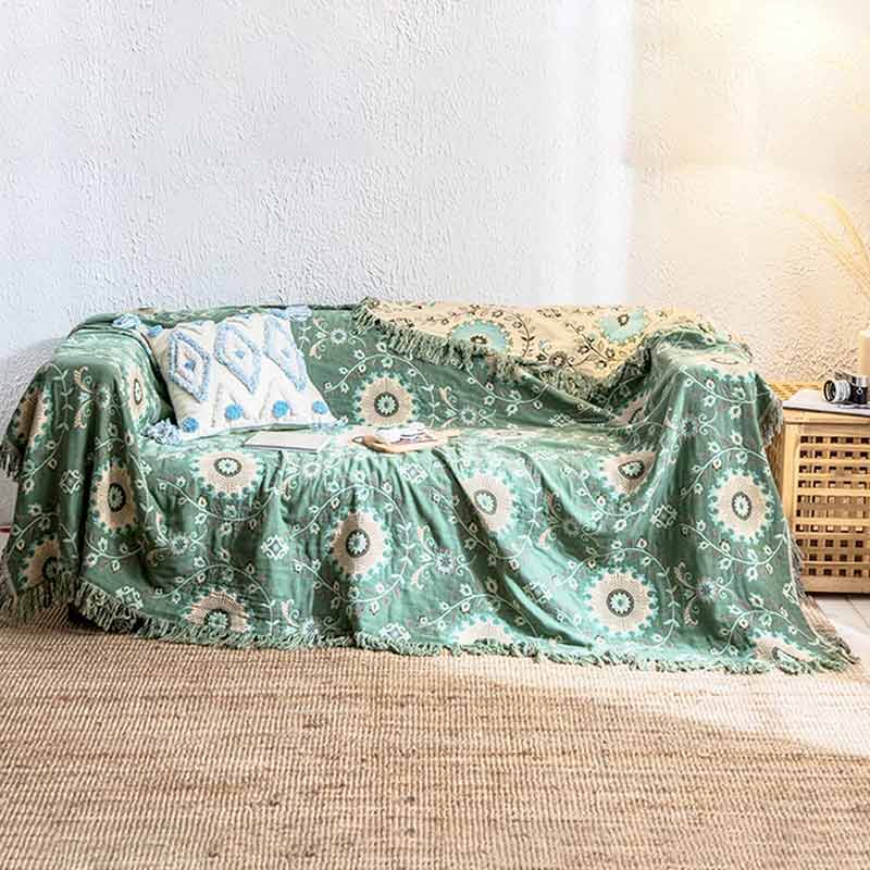 Reversible Cotton Sofa Cover Blanket – Soft, Durable Couch Covers for Home Decor, Machine Washable, Multiple Sizes Available