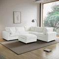 Deluxe Cloud Beige 5-Seater Sofa Sets | 6-Piece (includes 1 ottoman), Plush Fabric, Removable & Washable Covers