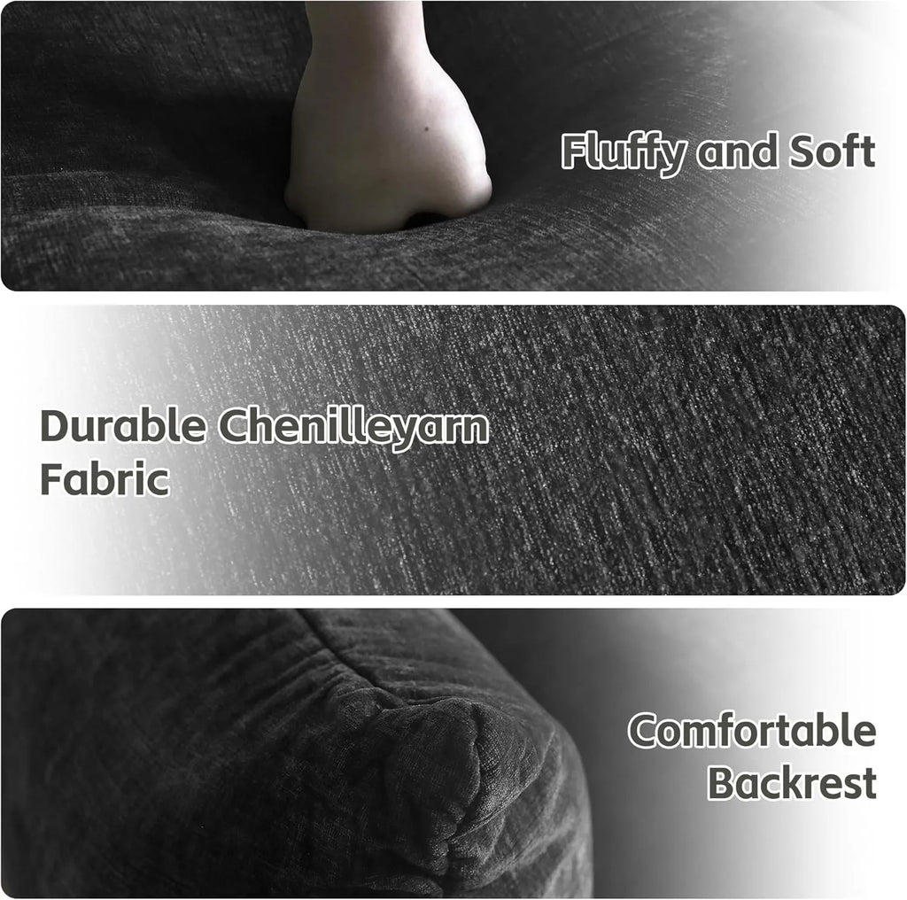 Matrix Black 3-Seater Couch Sectionals | 3-Piece, Chenille Fabric, Fixed Upholstery