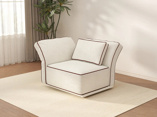 Deluxe Cloud 1-Seater Beige Small Space Single Sofa | 1-Piece, Bouclé Sherpa-Like Fabric, Easy To Clean