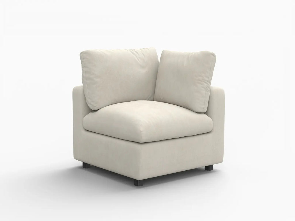 Deluxe Cloud 1-Seater Beige Small Space Single Sofa | 1-Piece, Linen-Blend Chenille Fabric, Living Room Accent, Easy To Clean