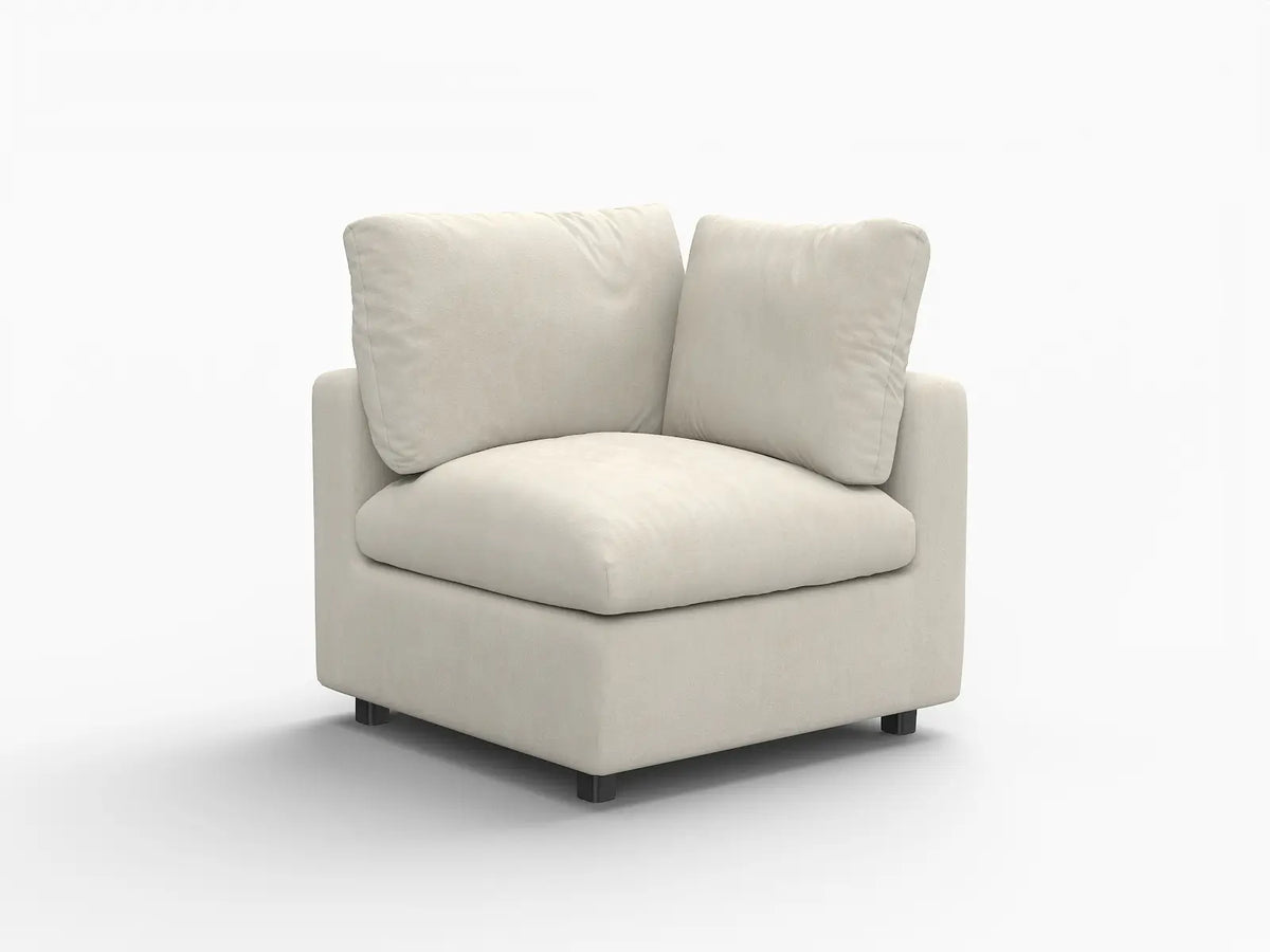 Deluxe Cloud 1-Seater Beige Small Space Single Sofa | 1-Piece, Linen-Blend Chenille Fabric, Living Room Accent, Easy To Clean