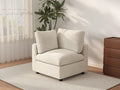 Deluxe Cloud 1-Seater Beige Small Space Single Sofa | 1-Piece, Linen-Blend Chenille Fabric, Living Room Accent, Easy To Clean