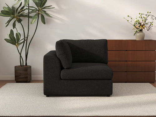 Deluxe Cloud 1-Seater Black Single Sofa | 1-Piece, Bouclé Sherpa-Like Fabric, Living Room Accent, Washable Cushion Covers