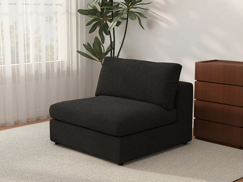 Deluxe Cloud 1-Seater Black Single Sofa | 1-Piece, Bouclé Sherpa-Like Fabric, Living Room Accent, Washable Cushion Covers