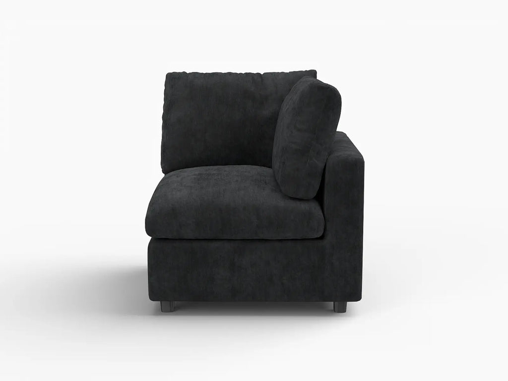 Deluxe Cloud 1-Seater Black Single Sofa | 1-Piece, Linen-Blend Chenille Fabric, Living Room Accent, Washable Cushion Covers