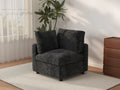 Deluxe Cloud 1-Seater Black Single Sofa | 1-Piece, Linen-Blend Chenille Fabric, Living Room Accent, Washable Cushion Covers