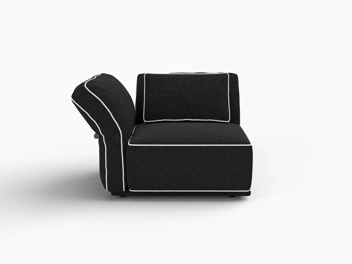Deluxe Cloud 1-Seater Black Small Space Single Sofa | 1-Piece, Bouclé Sherpa-Like Fabric, Easy To Clean