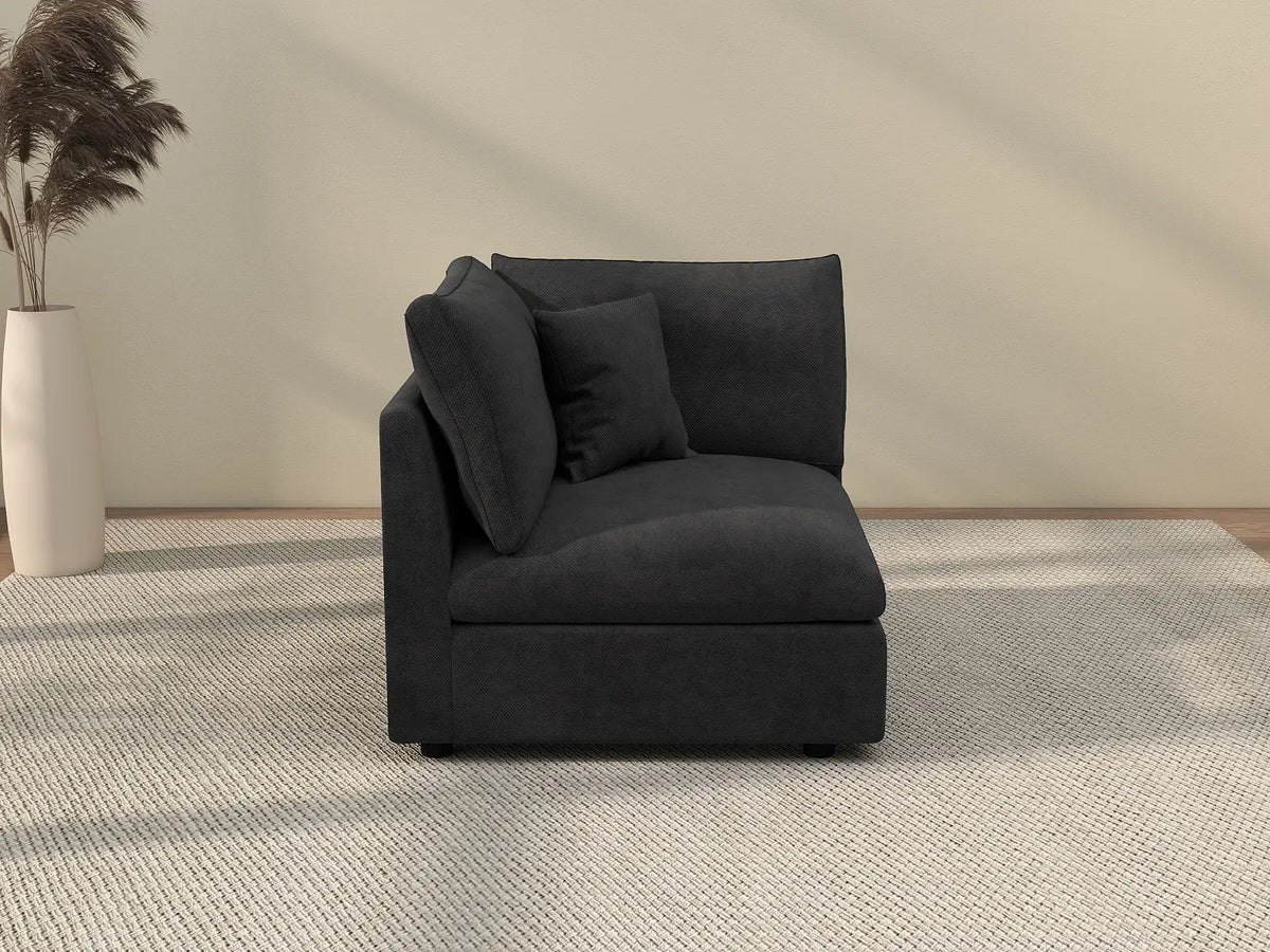 Deluxe Cloud 1-Seater Black Washable Single Sofa | 1-Piece, Chenille and Linen Fabric, Modular Design