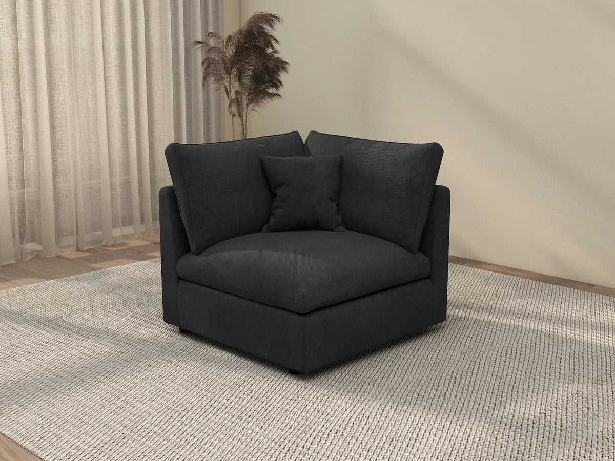 Deluxe Cloud 1-Seater Black Washable Single Sofa | 1-Piece, Chenille and Linen Fabric, Modular Design