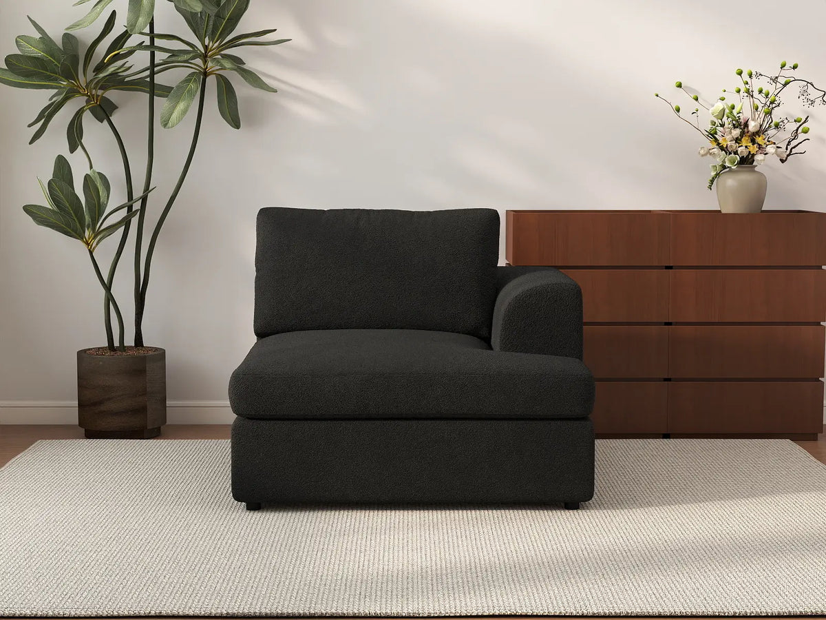 Deluxe Cloud 1-Seater Single Sofa | 1-Piece, Bouclé Sherpa-Like Fabric, Living Room Accent, Washable Cushion Covers