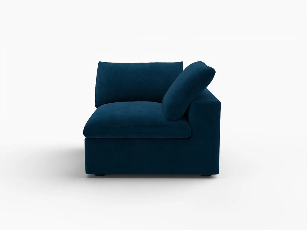 Deluxe Cloud 1-Seater Single Sofa in Dark Blue Velvet | 1-Piece, Living Room Accent, Easy To Clean, Contemporary Style
