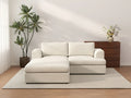 Deluxe Cloud 2-Seater White Small Space Chaise Sectional | 3-Piece (Includes 1 Ottoman), Bouclé Sherpa-Like Fabric, Easy To Clean