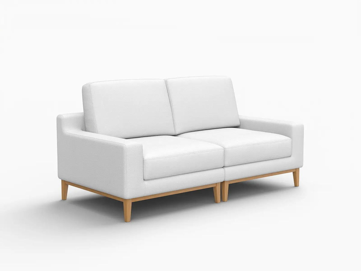 Deluxe Cloud 2-Seater White Small Space Loveseat | 2-Piece, Linen Look Poly Fabric, Easy To Clean