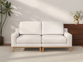 Deluxe Cloud 2-Seater White Small Space Loveseat | 2-Piece, Linen Look Poly Fabric, Easy To Clean
