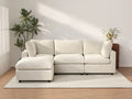 Deluxe Cloud 3-Seater Beige Large Space L-Shaped Sectional | 4-Piece (Includes 1 Ottoman), Linen-Blend Chenille Fabric, Easy To Clean