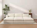 Deluxe Cloud 3-Seater White Large Space Pit Sectional | 6-Piece (Includes 3 Ottomans), Bouclé Sherpa-Like Fabric, Easy To Clean