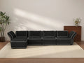 Deluxe Cloud 4-Seater Black Large Space L-Shaped Sectional | 5-Piece (Includes 1 Ottoman), Bouclé Sherpa-Like Fabric, Easy To Clean