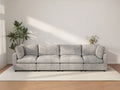 Deluxe Cloud 4-Seater Light Grey Couch Sectional | 4-Piece, Linen-Blend Chenille Fabric, Washable Cushion Covers