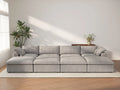 Deluxe Cloud 4-Seater Pit Sectional in Light-Grey Cotton And Linen | 8-Piece (Includes 4 Ottomans), Family Room Seating, Easy To Clean, Open Space
