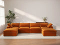 Deluxe Cloud 4-Seater Terracotta U-Shaped Sectional | 6-Piece (Includes 2 Ottomans), Velvet Fabric, Family Room Seating, Washable Cushion Covers