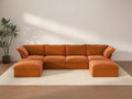 Deluxe Cloud 4-Seater U-Shaped Sofa with Storage | 6-Piece (includes 2 ottomans), Velvet Fabric, Washable Covers