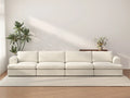 Deluxe Cloud 4-Seater White Large Space Couch Sectional | 4-Piece, Bouclé Sherpa-Like Fabric, Easy To Clean