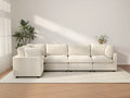 Deluxe Cloud 5-Seater Beige Large Space L-Shaped Sectional | 5-Piece, Linen-Blend Chenille Fabric, Easy To Clean
