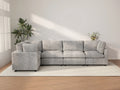 Deluxe Cloud 5-Seater Light Grey L-Shaped Sectional | 5-Piece, Linen-Blend Chenille Fabric, Washable Cushion Covers