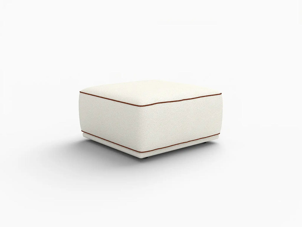 Deluxe Cloud Beige Small Space Ottoman | 1-Piece (Includes 1 Ottoman), Bouclé Sherpa-Like Fabric, Easy To Clean