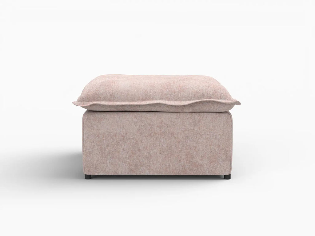 Deluxe Cloud Khaki Ottoman | 1-Piece (Includes 1 Ottoman), Linen Look Poly Fabric, Washable Cushion Covers