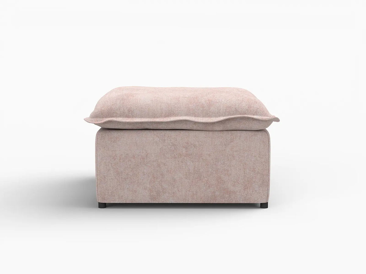 Deluxe Cloud Khaki Ottoman | 1-Piece (Includes 1 Ottoman), Linen Look Poly Fabric, Washable Cushion Covers