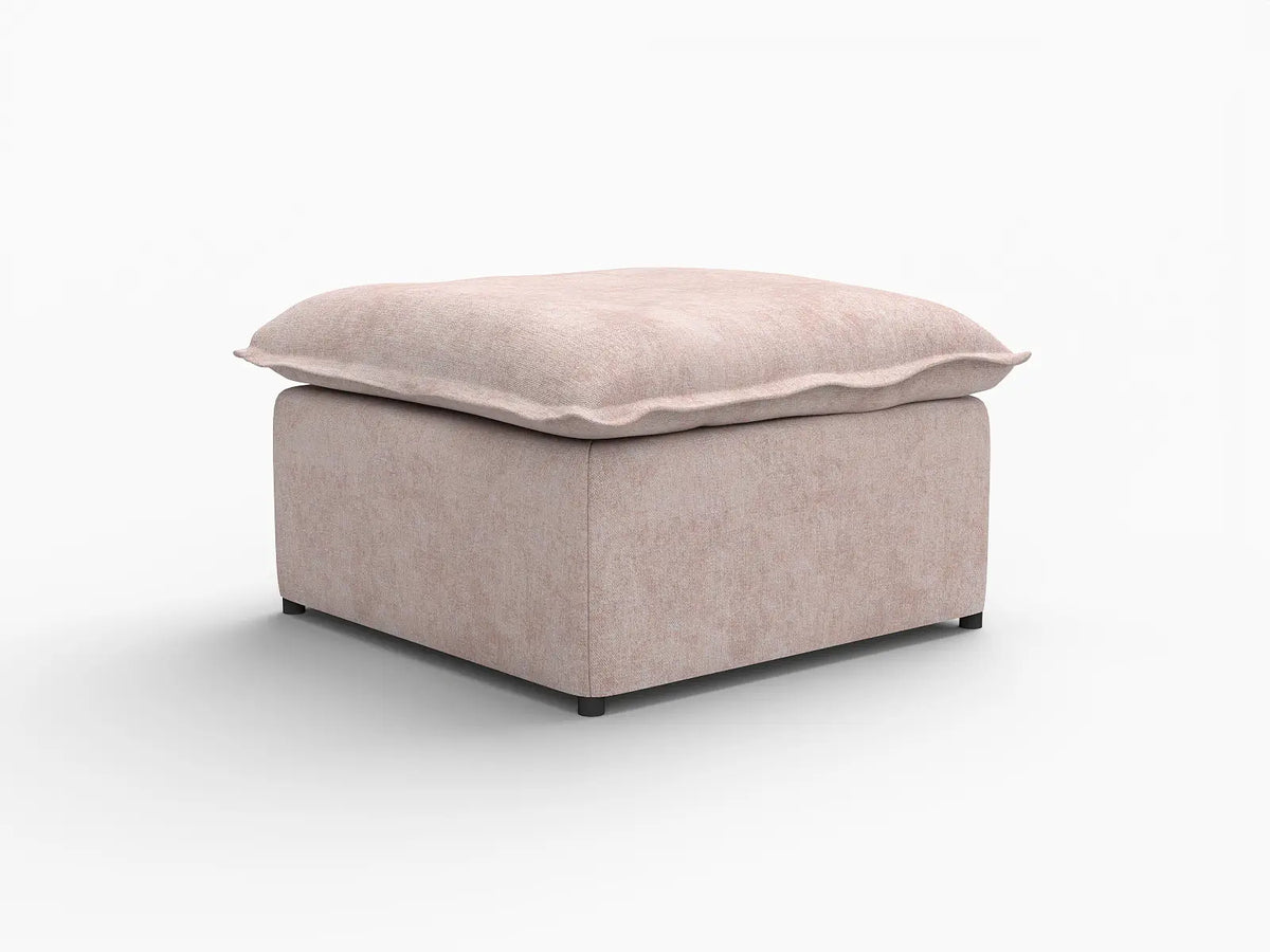 Deluxe Cloud Khaki Ottoman | 1-Piece (Includes 1 Ottoman), Linen Look Poly Fabric, Washable Cushion Covers