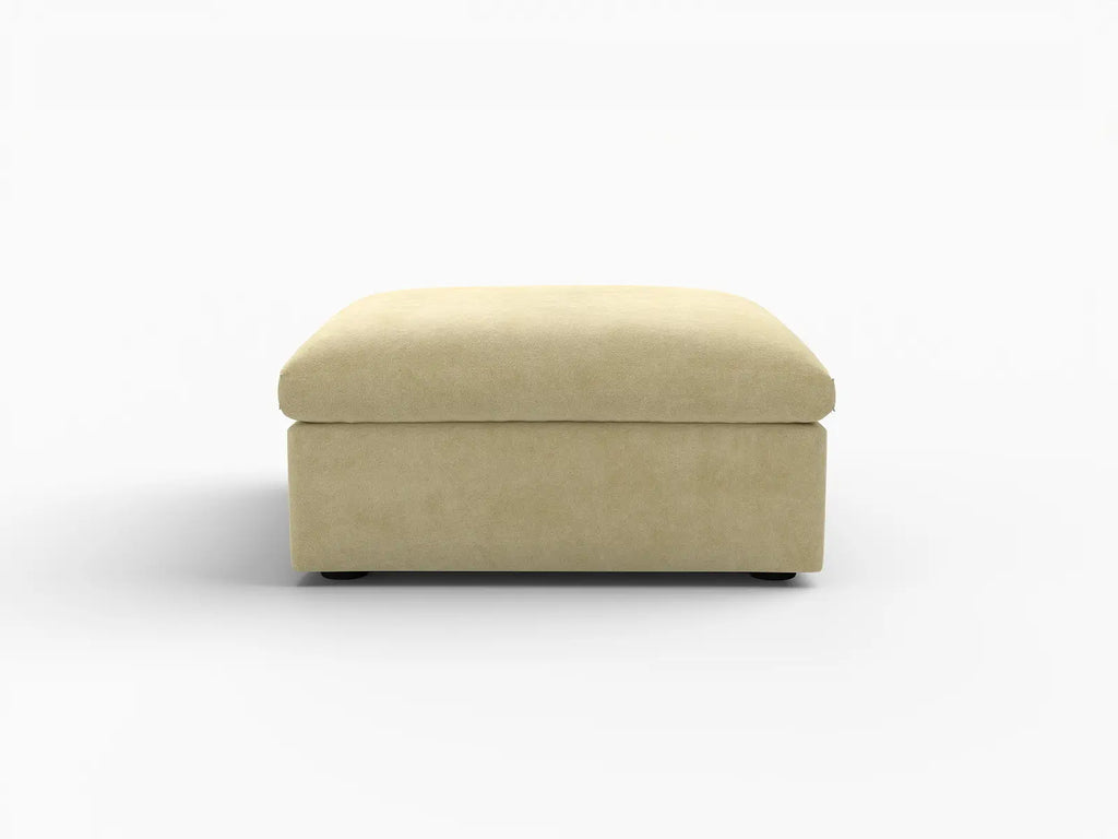 Deluxe Cloud Ottoman in Beige Velvet | 1-Piece (Includes 1 Ottoman), Living Room Accent, Easy To Clean, Small Space