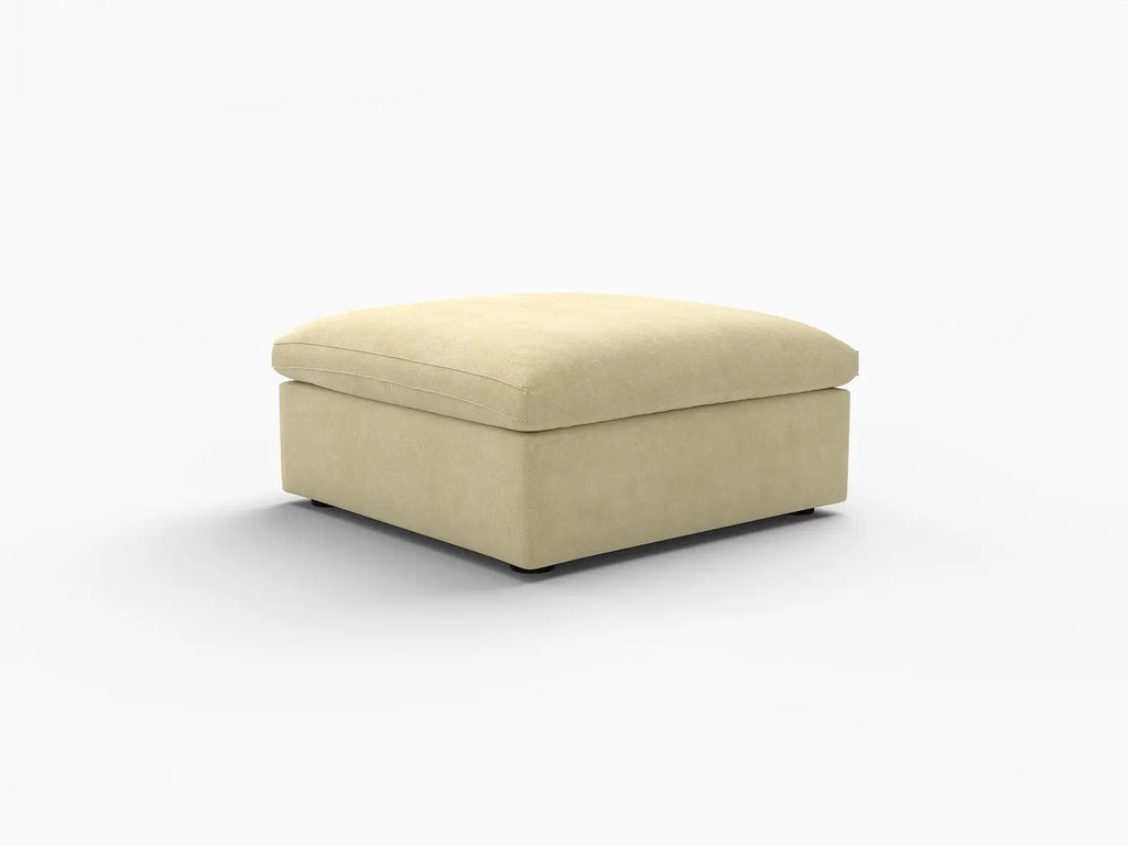 Deluxe Cloud Ottoman in Beige Velvet | 1-Piece (Includes 1 Ottoman), Living Room Accent, Easy To Clean, Small Space