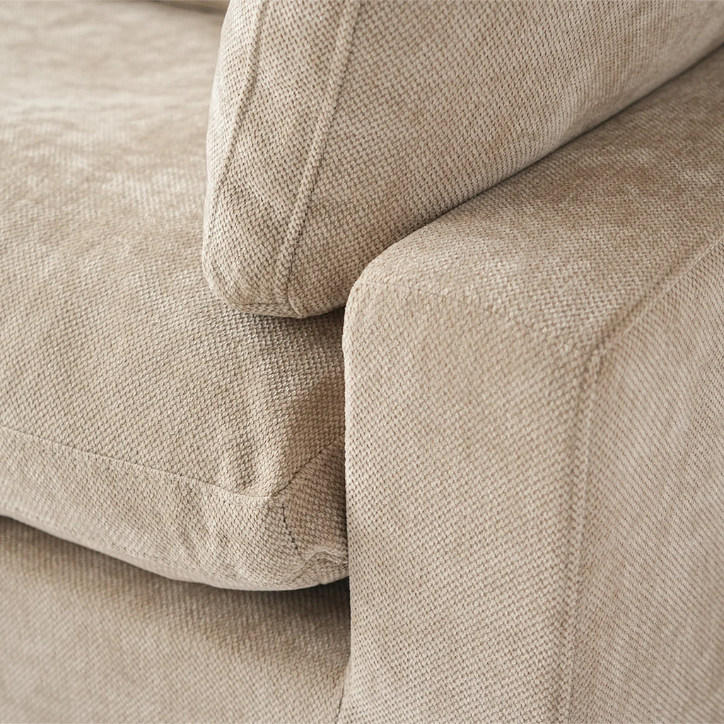 Deluxe Cloud 4-Seater Khaki Large Space Pit Sectional | 4-Piece, Chenille And Linen Fabric, Easy To Clean