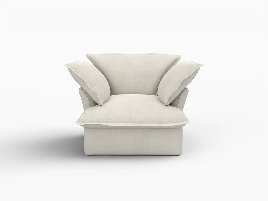 Deluxe Cloud 1-Seater Beige Washable Single Sofa | 1-Piece, Linen and Cotton Fabric, Modular Design