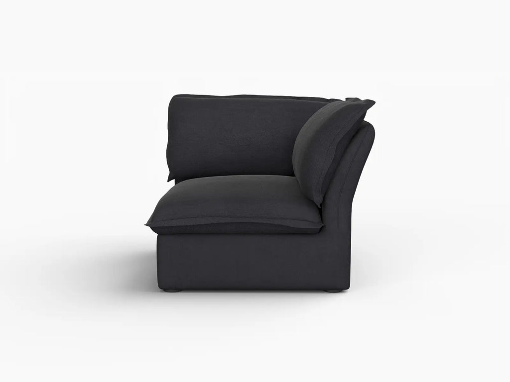 Deluxe Cloud Black 1-Seater Single Sofa | 1-Piece, Linen and Cotton Fabric, Washable Covers