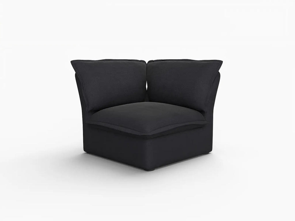 Deluxe Cloud Black 1-Seater Single Sofa | 1-Piece, Linen and Cotton Fabric, Washable Covers