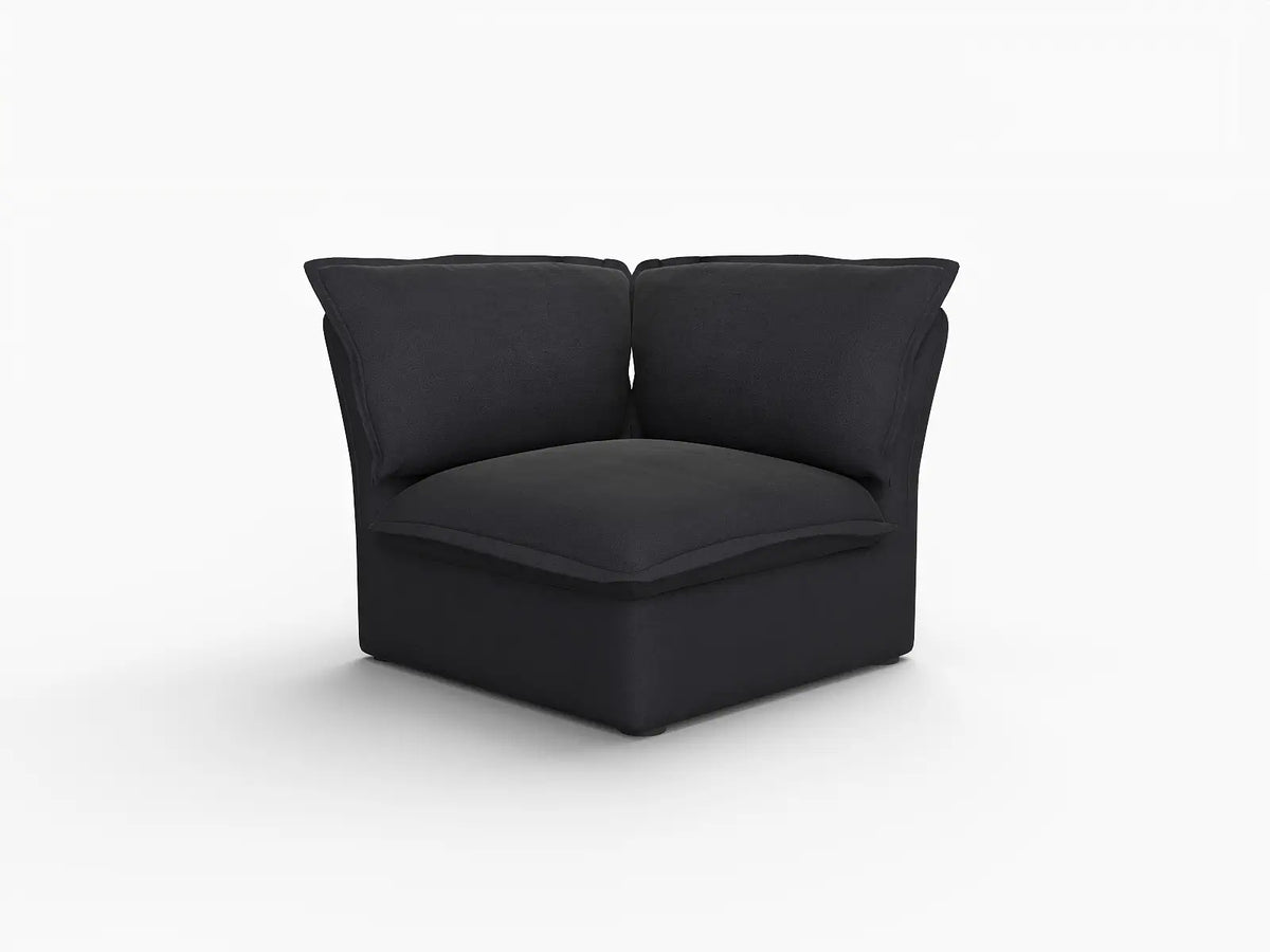 Deluxe Cloud Black 1-Seater Single Sofa | 1-Piece, Linen and Cotton Fabric, Washable Covers