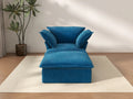 Deluxe Cloud Blue 1-Seater Single Sofa | 2-Piece (includes 1 ottoman), Velvet Fabric, Storage Ottoman