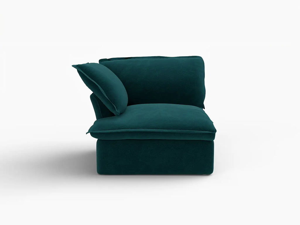 Deluxe Cloud Turquoise 1-Seater Single Sofa | 1-Piece, Velvet Fabric, Washable Covers