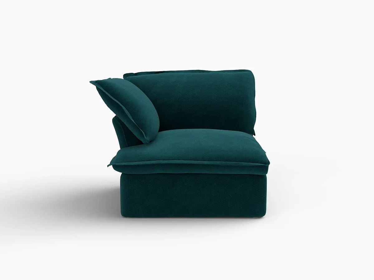 Deluxe Cloud Turquoise 1-Seater Single Sofa | 1-Piece, Velvet Fabric, Washable Covers