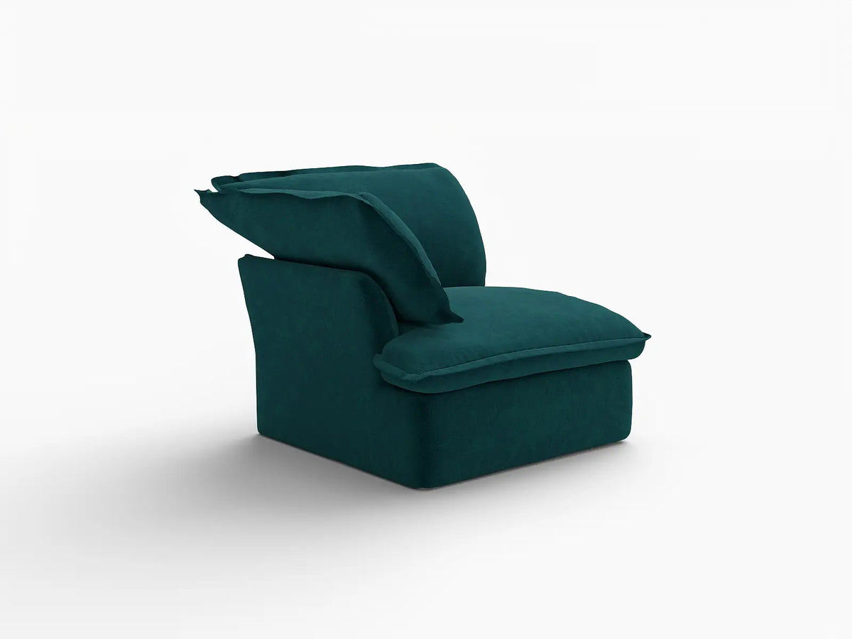 Deluxe Cloud Turquoise 1-Seater Single Sofa | 1-Piece, Velvet Fabric, Washable Covers