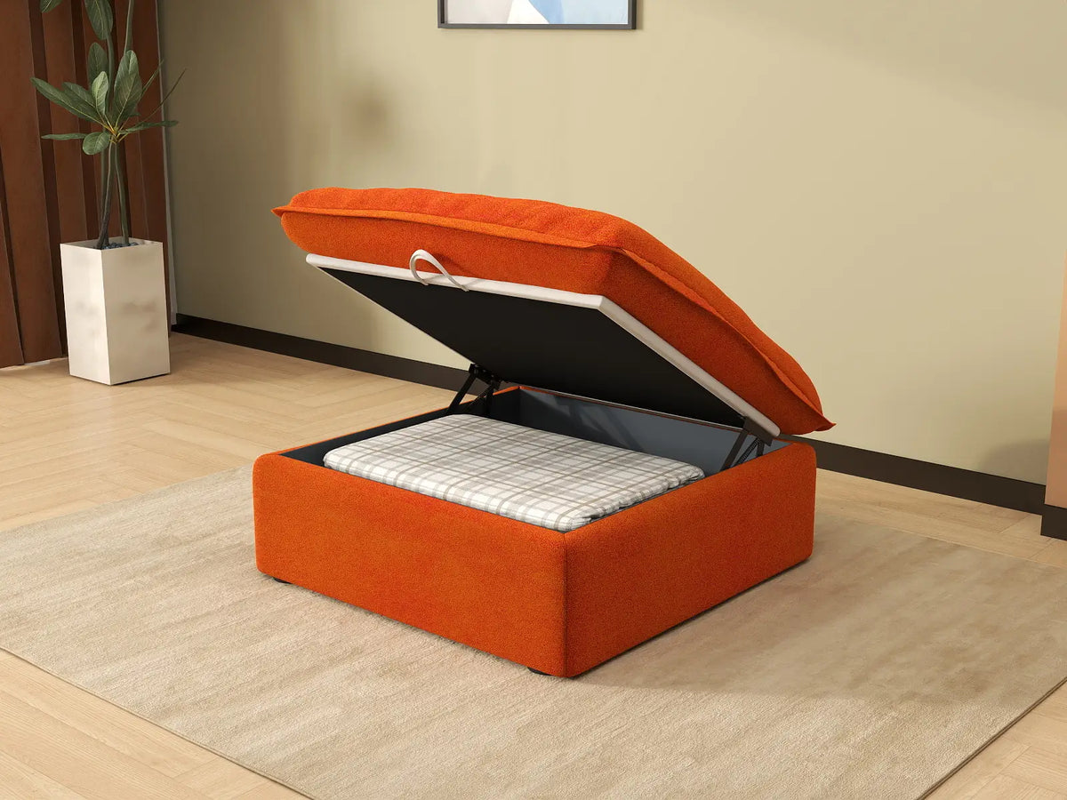 Deluxe Cloud Velvet 1-Seater Storage Ottoman | 1-Piece (includes 1 ottoman), Washable Covers