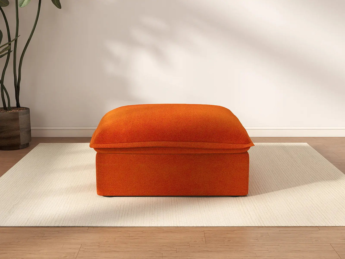 Deluxe Cloud Velvet 1-Seater Storage Ottoman | 1-Piece (includes 1 ottoman), Washable Covers