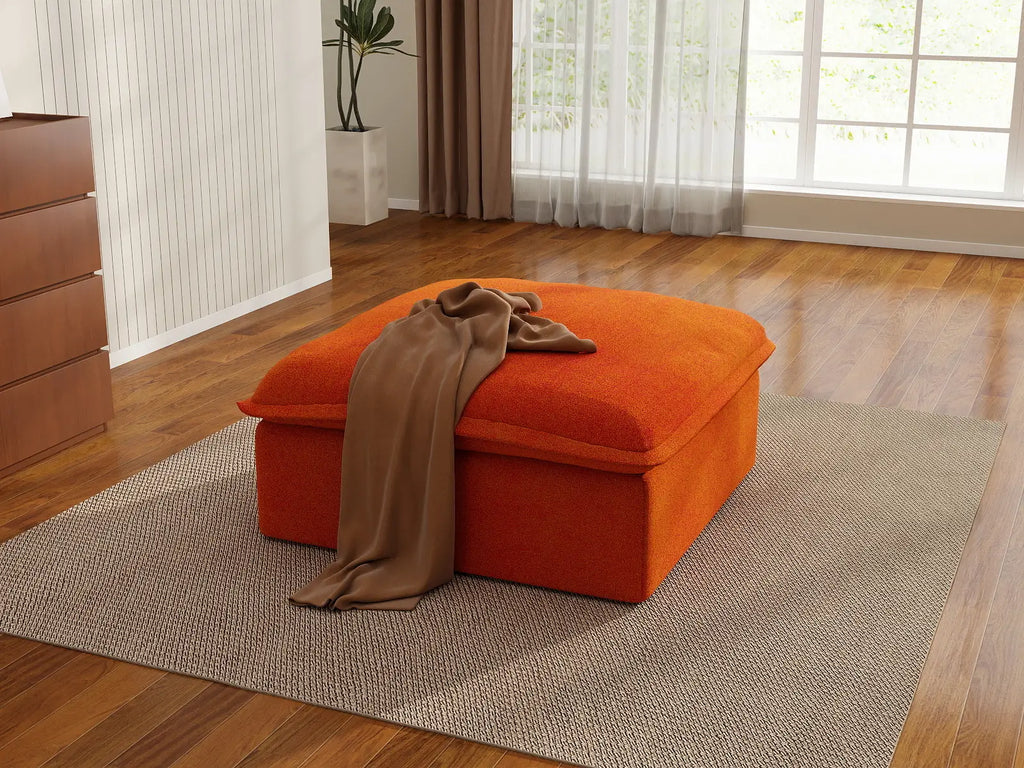 Deluxe Cloud Velvet 1-Seater Storage Ottoman | 1-Piece (includes 1 ottoman), Washable Covers