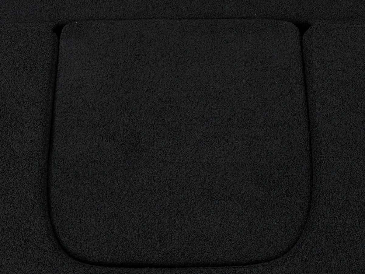 Essential 1-Seater Black Small Space Single Sofa | Teddy Velvet Fabric, Includes Ottoman, Convertible Sleeper Design